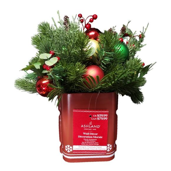 Ashland Christmas Noel Pine & Ornaments in Red Mailbox Holiday Hanging Decor - Picture 1 of 9